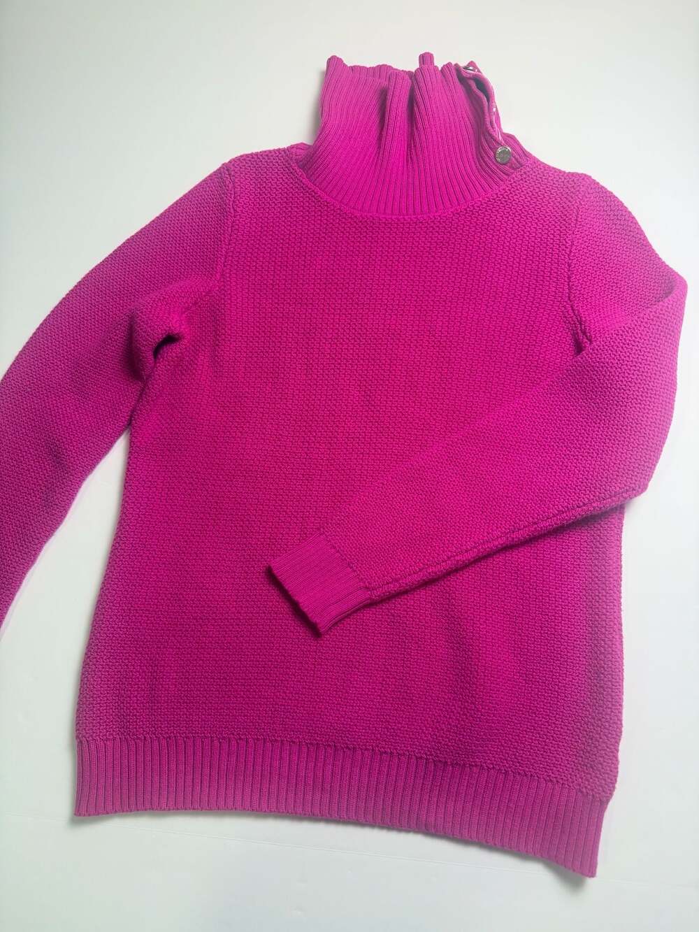 Liz Claiborne Womens Petite M Hot Pink Textured Knit Cowl Neck Sweater Casual